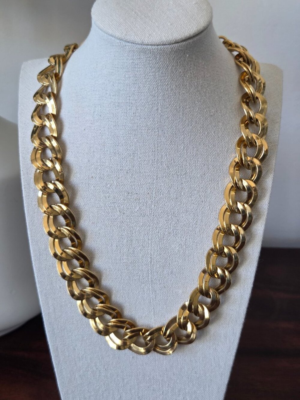 Vintage Monet double link goldtone statement necklace